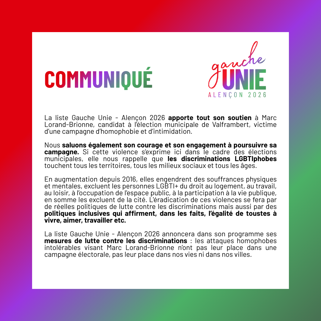 Communiqué de soutien à Marc Lorand-Brionne