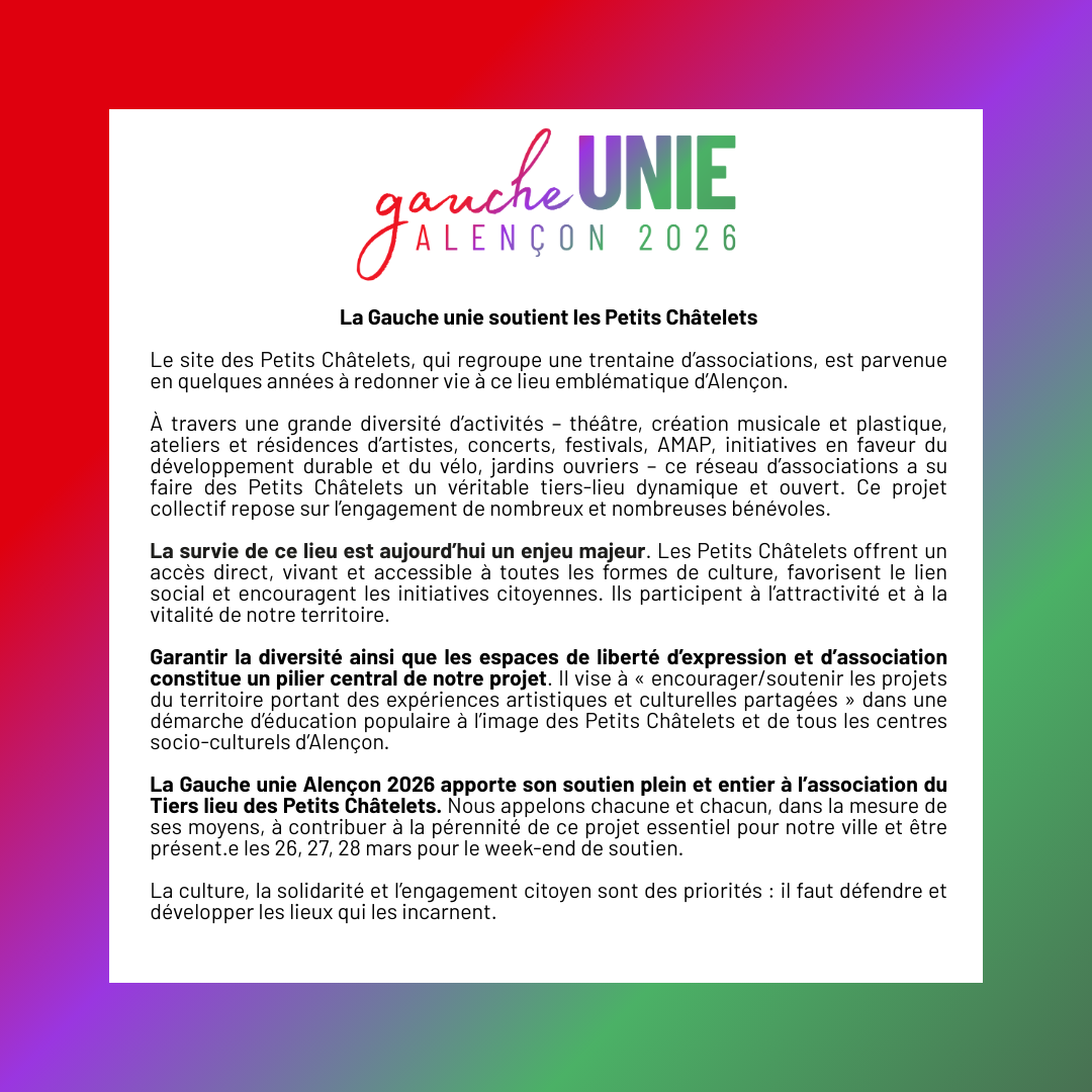 Communiqué de presse de soutien aux Petits Châtelets